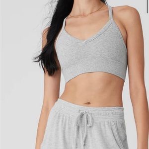 alo yoga seamless ribbed low back bra